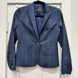 Banana Republic Navy Plaid Blazer